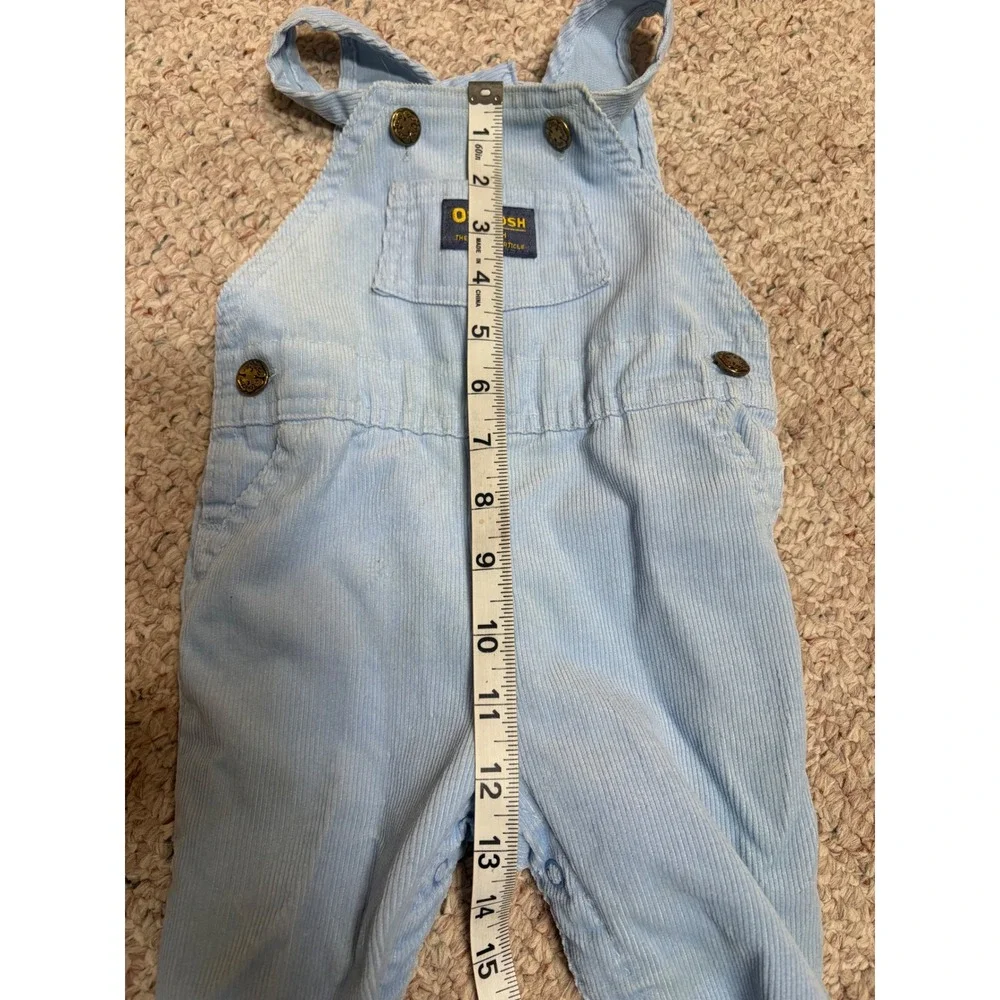 Vintage OshKosh Bgosh Light Blue Corduroy Footed Overalls Baby 6-9 Months USA